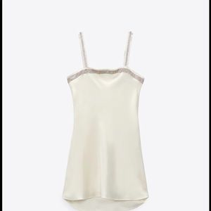 Zara white satin effect jewel mini dress